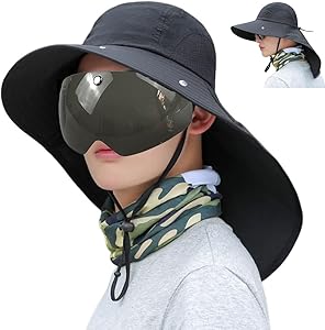 [TheYou] 日除け帽子 メンズ uvカット帽子 つば広ハット 男性用 サファリハット 日よけ帽子 紫外線カット帽子 サングラス フィッシング帽子 あご紐付き 花粉症防止 漁師帽 アウトドア 登山