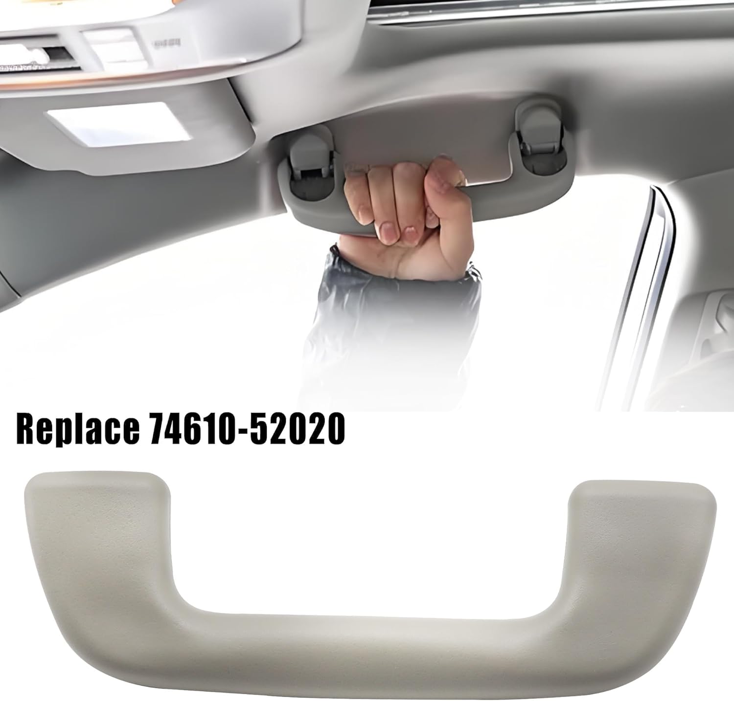 Front Inner Roof Pull Handle Grab Auto Interior Ceiling Handrail Without Hook Compatible with Toyota Corolla Yaris Vios Rav4 Replace 74610-52020 LH=RH Universal Beige Grey