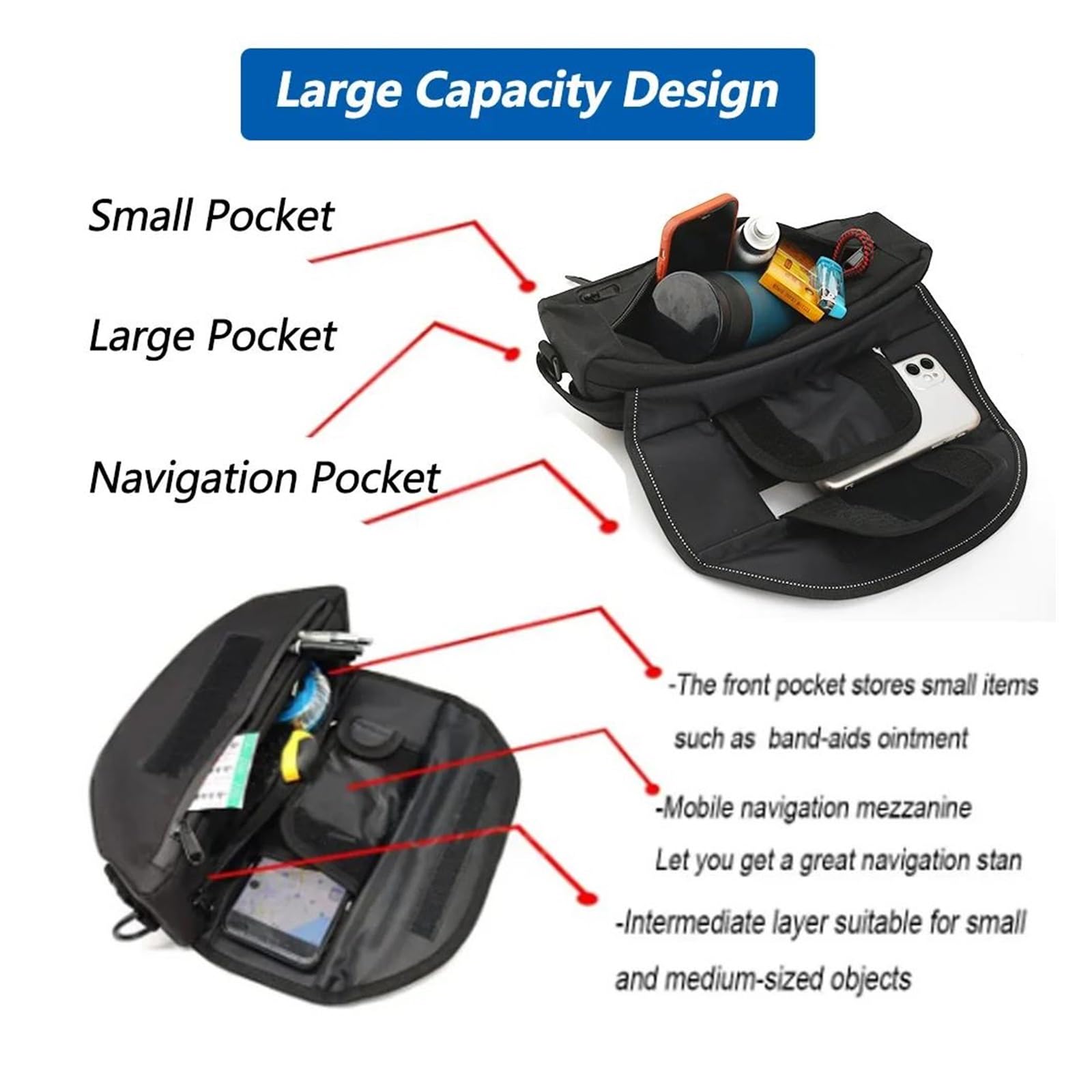 motorrad lenkertasche für navi HMBHSHZM Motorrad-Lenkertasche, wasserdichte Lenker-Reise-Navigationstasche, Kompatibel Mit R1200GS 2023 2024 2025 Auto & Wähle Deine Größe:14