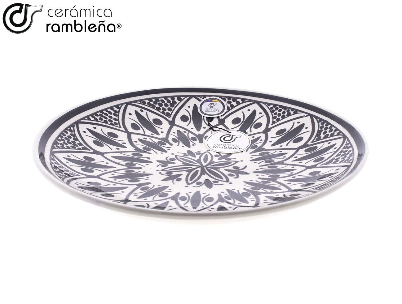 CERÁMICA RAMBLEÑA | Plato Decorativo para Colgar en Pared | Plato de cerámica | Plato decoración Mediterránea Modelo D35 | 100% Hecho a Mano | 27x27x3.5 cm