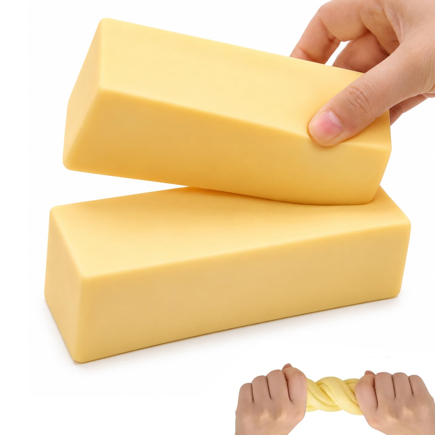 2 Pcs Butter Squishy, Slow Rising Stress Relief for Adults, Soft PU Squeeze Item, Silent Office Desk Accessory, Portable 2-Pack