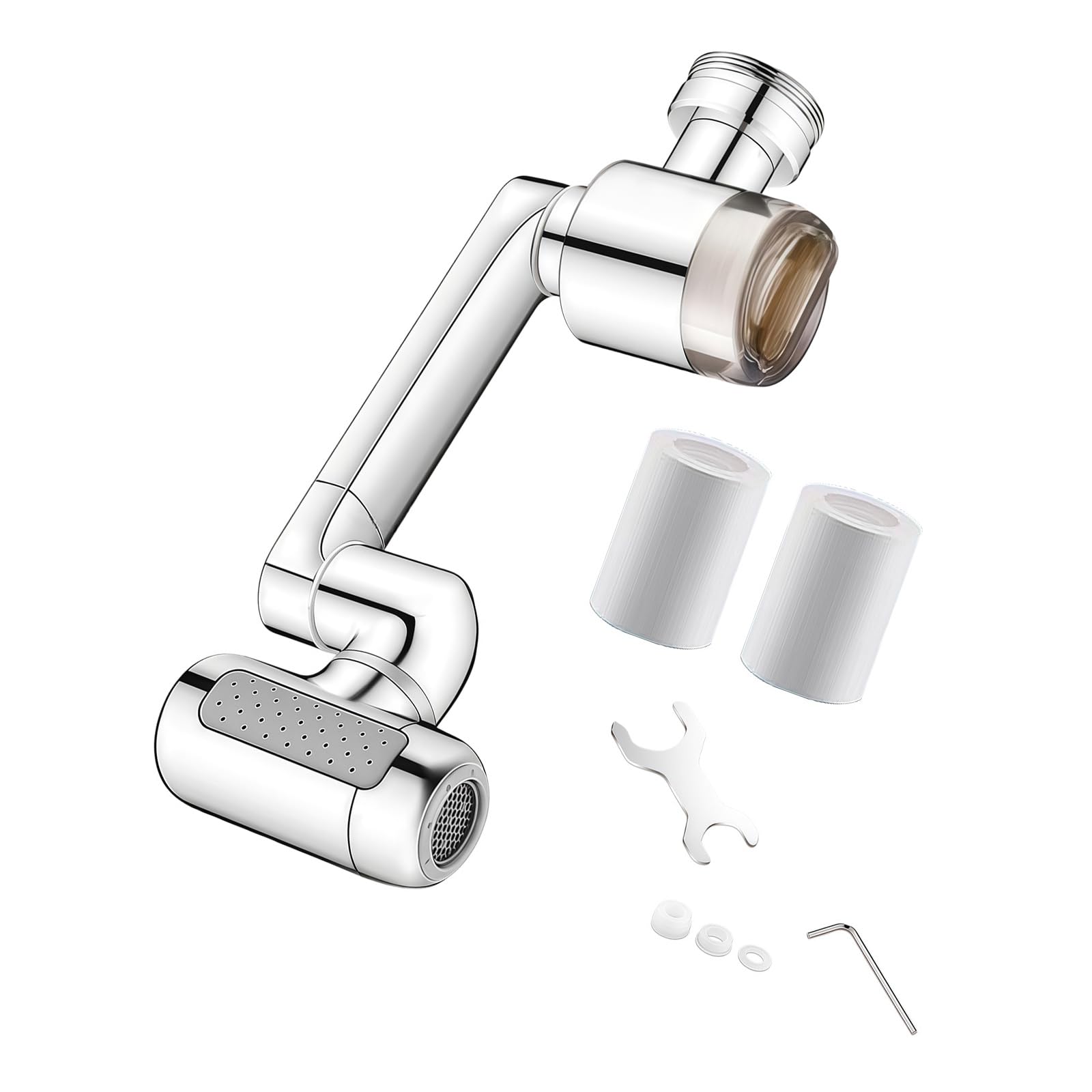 kokdid 1080°Swivel Faucet Extender Filter, Sink Water Faucet Aerator Extension Swivels Robotic Arm Bathroom Faucets Extender Rotating Sink Extension