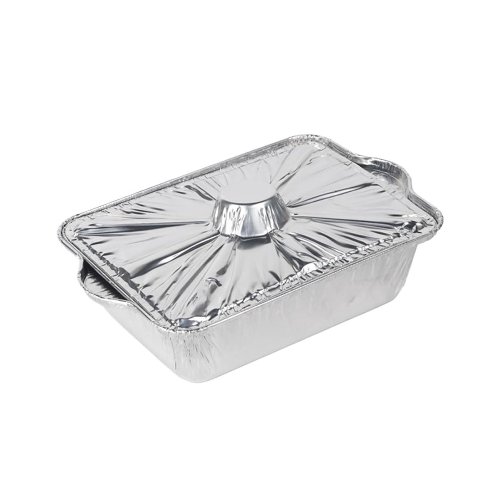Pentole rotonde in alluminio da 10 pezzi con coperchi Per Cucina | Teglie da forno in alluminio monouso for friggitrice ad aria, for picnic all'aperto(Square 24cm)