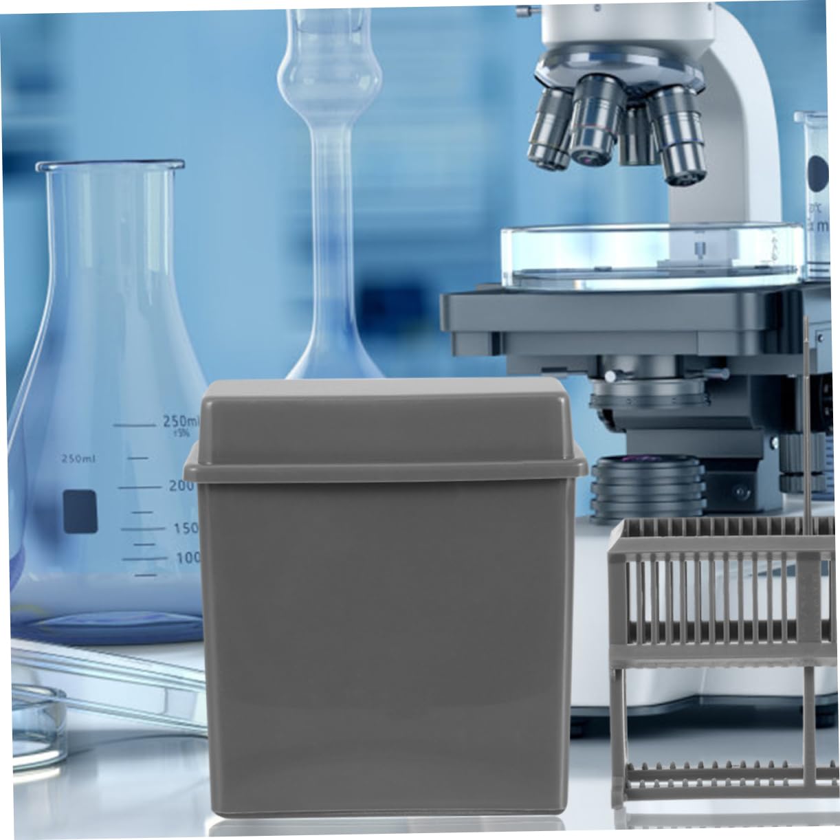 Unomor Microscope Slide Staining Jar Set Plastic Rack 24 Slots Lab Slide Storage