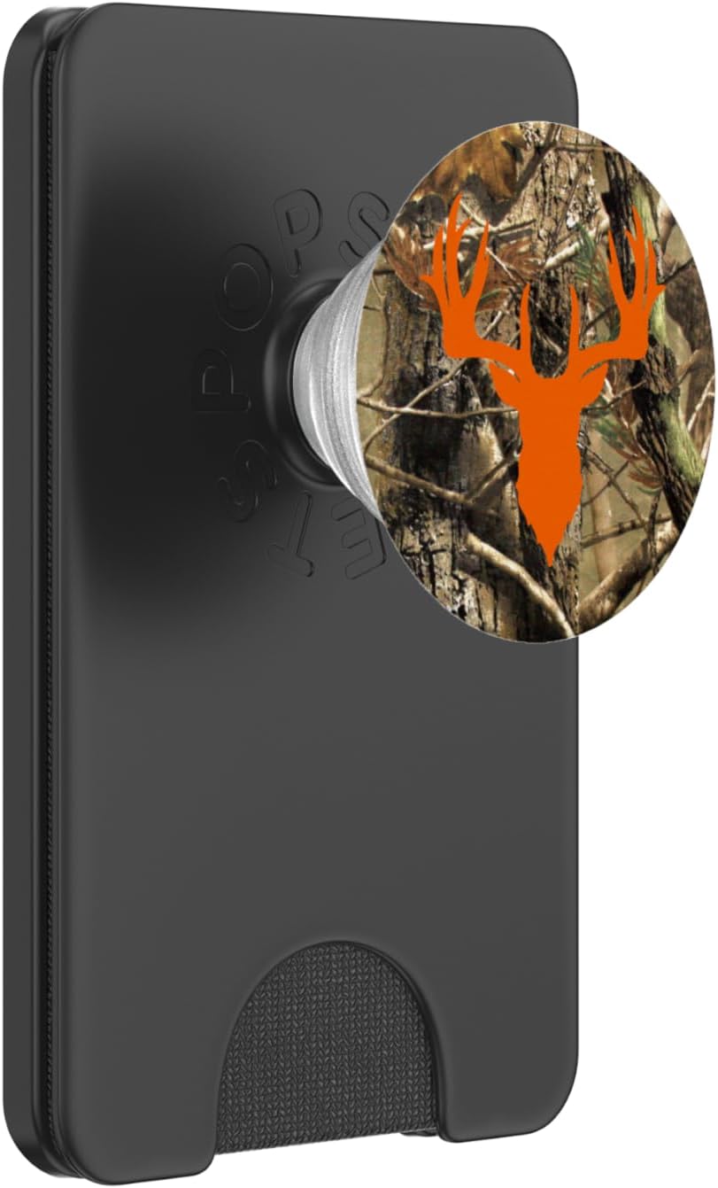 Deer Buck Hunting Men Women Orange Brown Camouflage PopSockets PopWallet for MagSafe