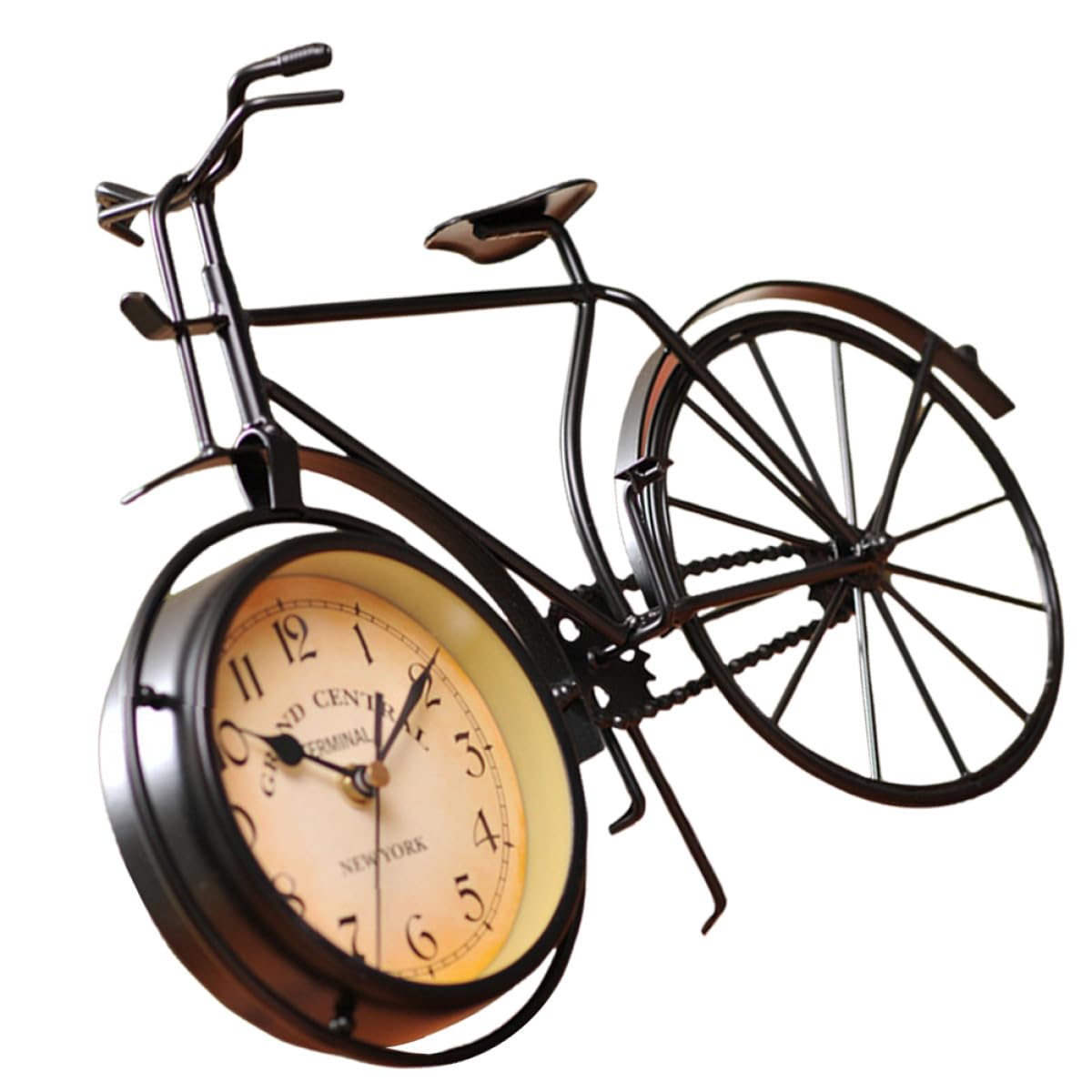 Reloj de metal con forma de bicicleta para escritorio diseño vintage silencioso negro