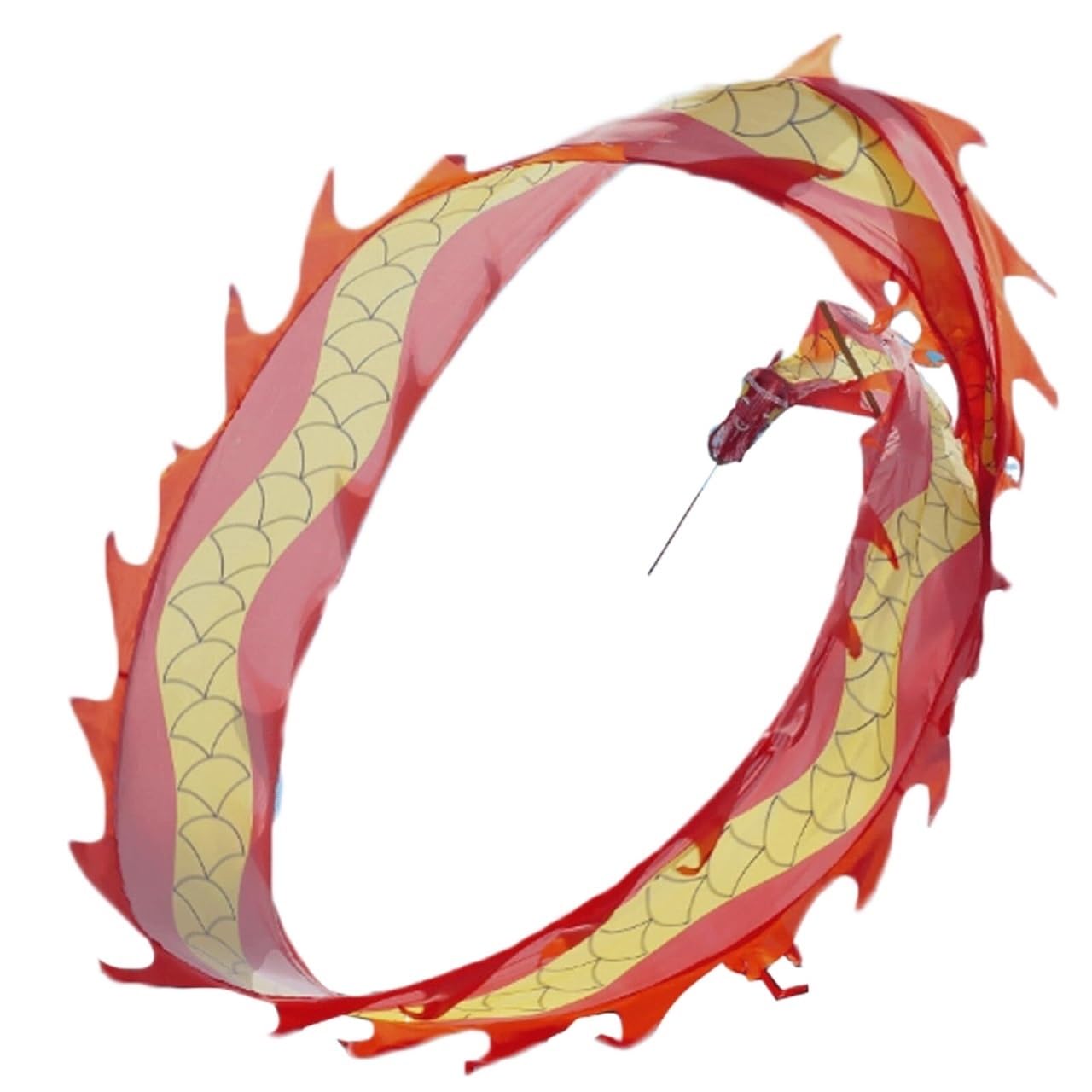 BJfhRH Outdoor Sports Traditional Dragon Ribbon Juggling Play Dance Streamer Head With Rope Exercise Festival Celebration(Rosso)