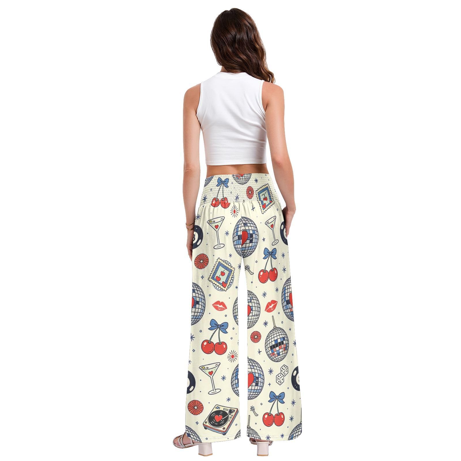 Pantalones de salón retro para mujer, resistentes a las arrugas, pantalones casuales de viaje