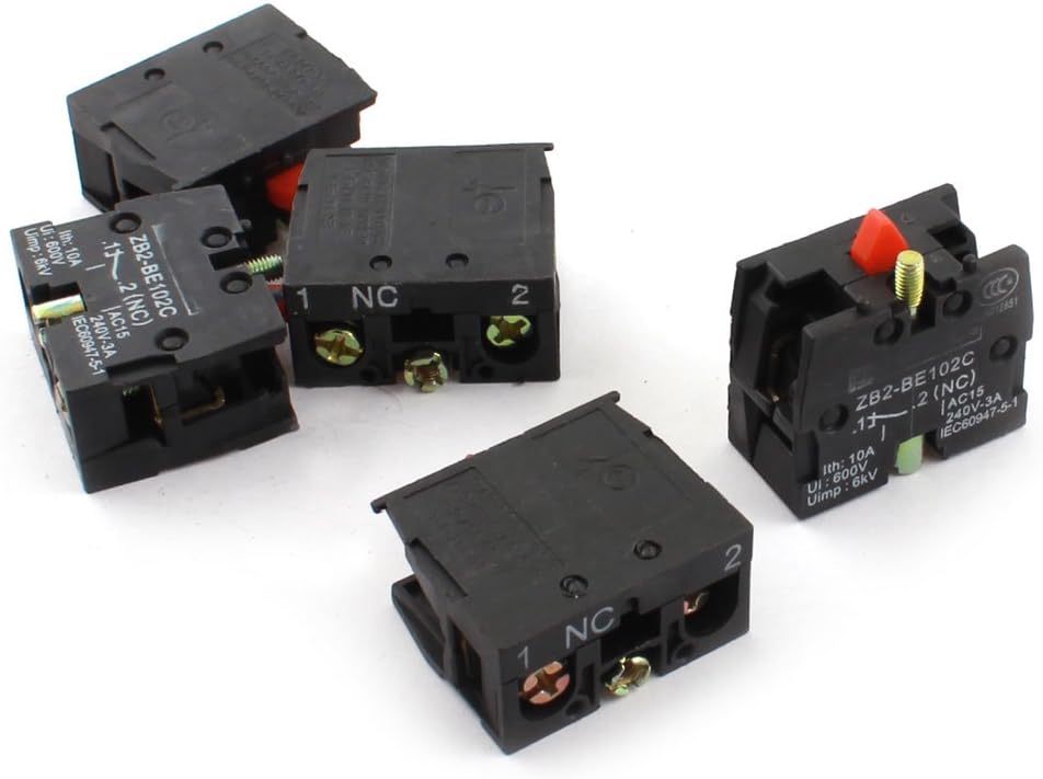 sourcing map 5Pcs AC660V 10A NC Momentary Pushbutton Switch Auxiliary Contact Block