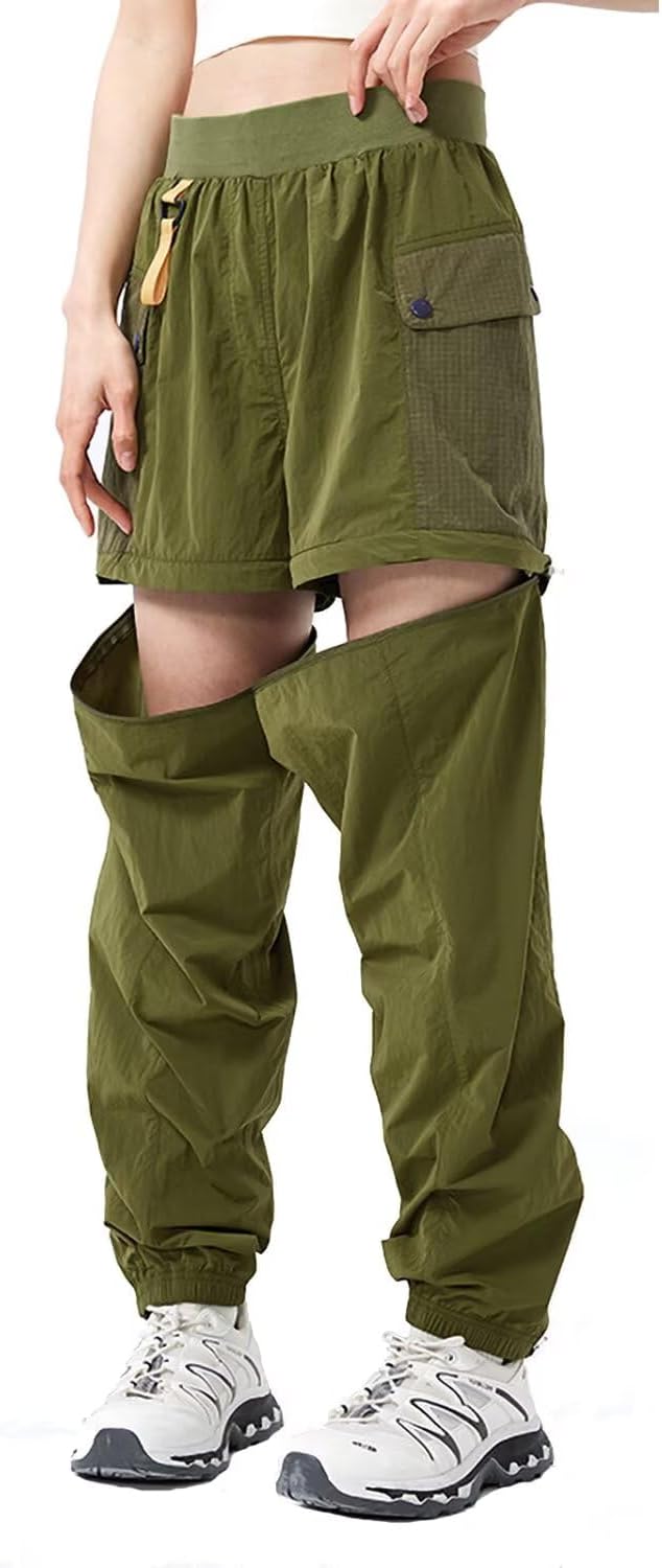 JOMLUN Womens Hiking Pants Outdoor Convertible Zip Off Shorts Quick Dry Fishing Travel Safari Cargo Slim Fit Pants