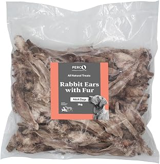 Natural Dog Treats – Rabbit Ears with Fur – 100% Rabbit, High Protein, Low Fat, Natural Dental Chew – 1kg Pack