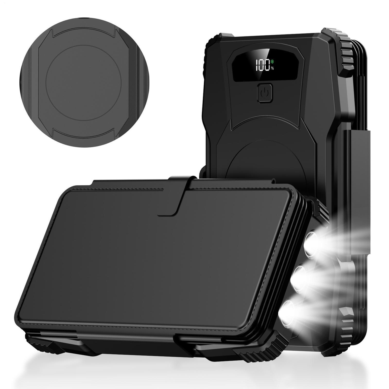 Batería Externa Solar 20000mAh Batería Externa Inalámbrica con Linterna