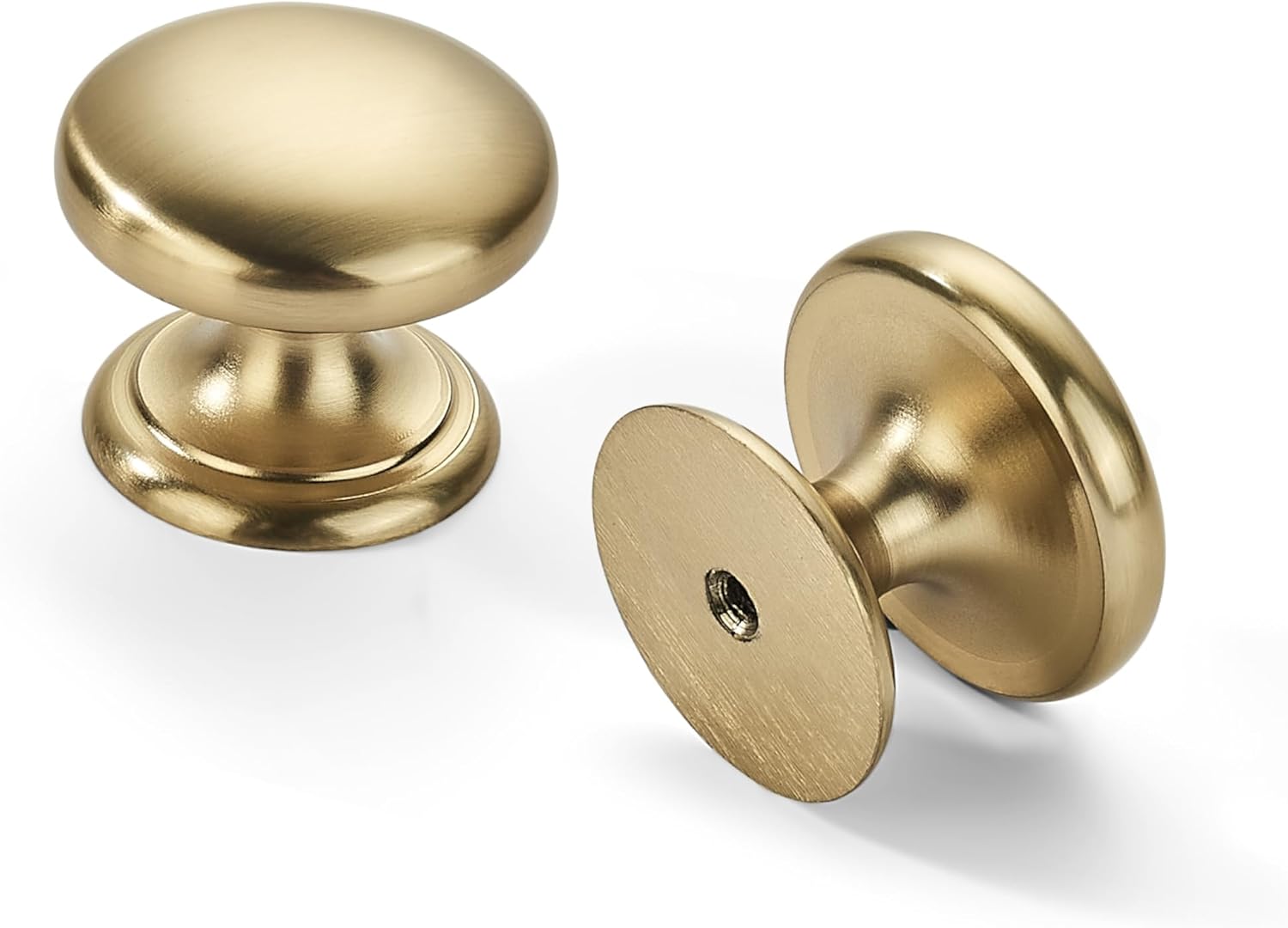 khtumeware 4 Pack 1-1/2 inch Bifold Closet Door Knobs Brushed Brass Cabinet Knobs Made of Zinc Alloy Suitable for Kitchen Cabinets/Bathroom Cabinets/Bedroom Furniture Includes Installation Screws