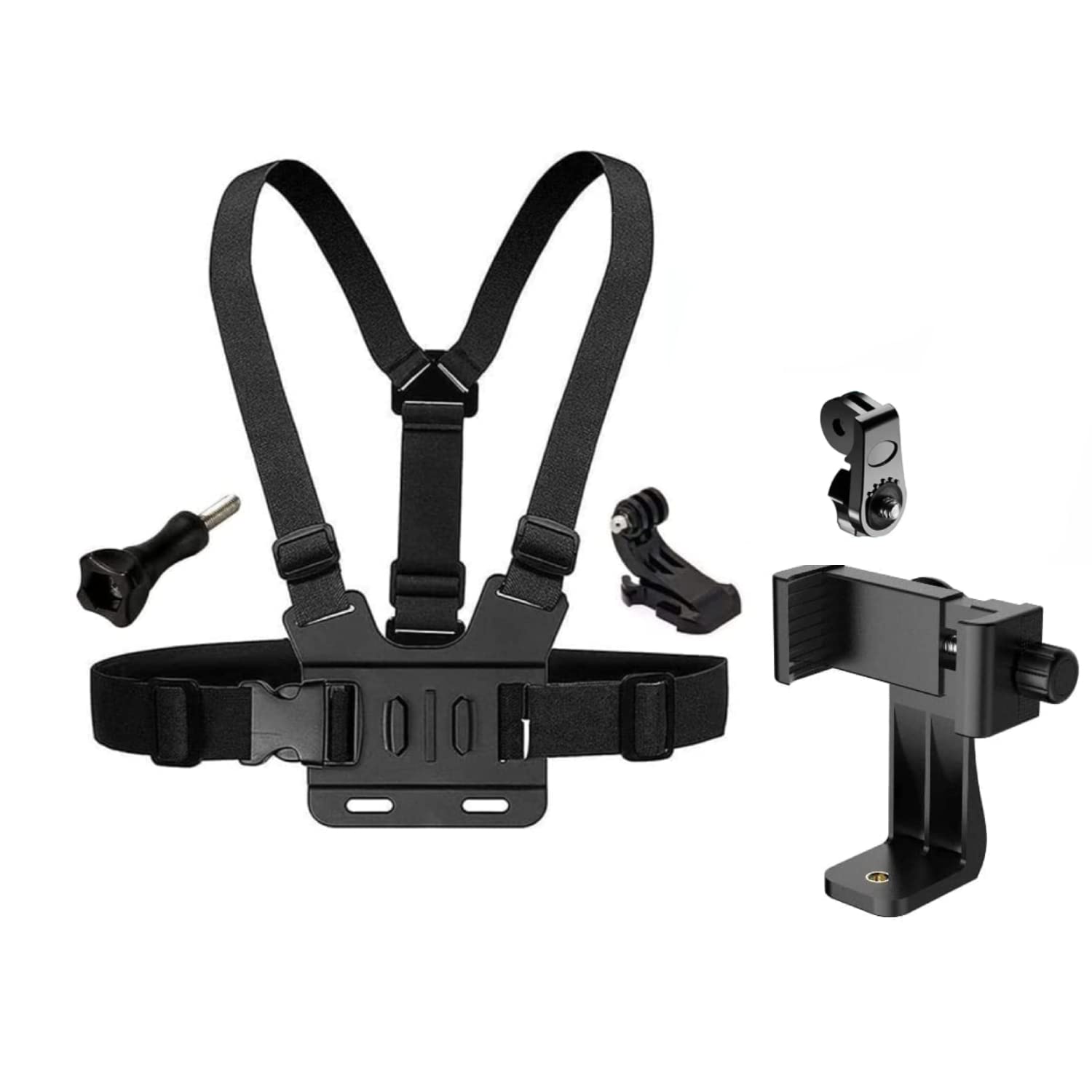EYUVAA LABEL 5 in 1 Chest Belt Mount for Smartphone Camera Chest Strap Adjustable Accessories Kit Compatible with GoPro Hero & Action Cameras Chest Belt 2