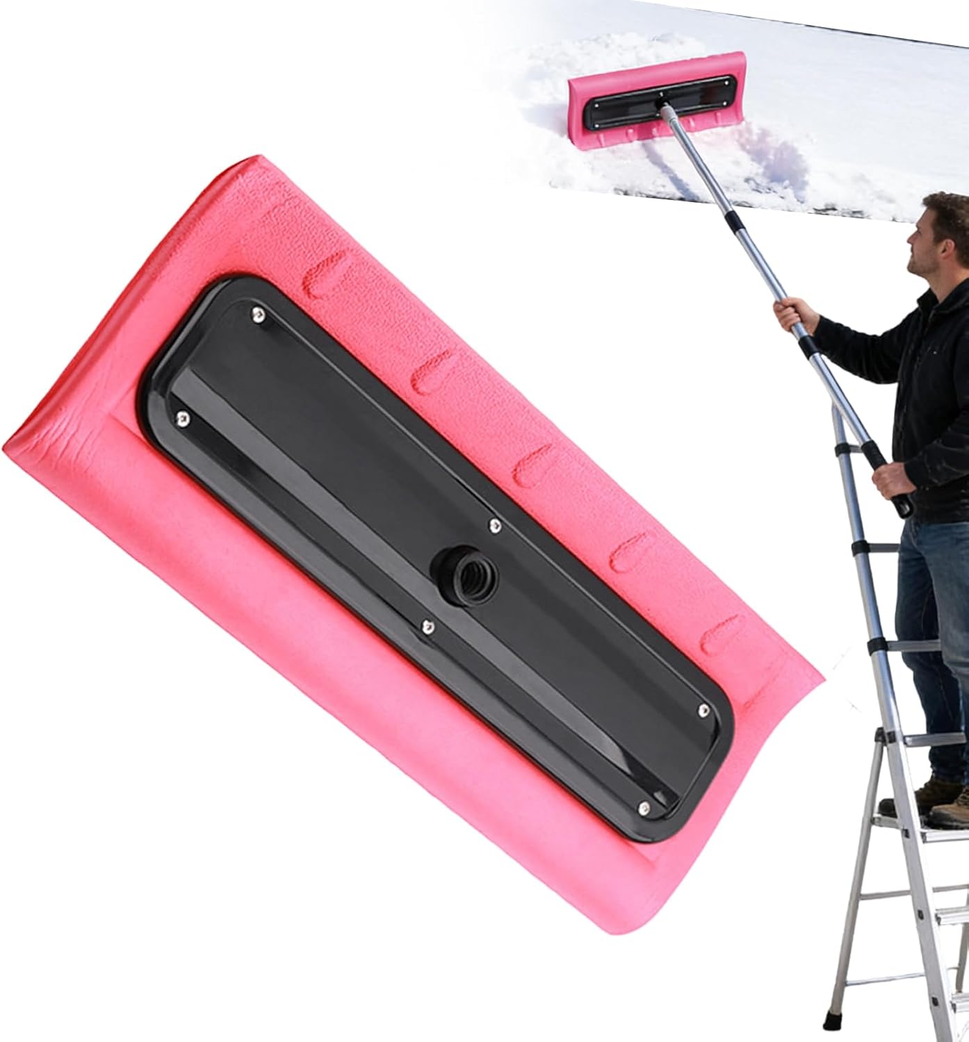 Snow Brush Foam Head, Lightweight Foam ScraperFor Roof Broom & Rakes, Winter Snow Removal Tool Replacement Accessory, Head Only No Pole