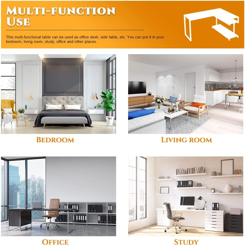 L-Shaped Desk, 51" Large Computer Desk Gaming Table PC Table Workstation Study Writing Table, Space Saving Corner Desk for Home Office : Home & Kitchen