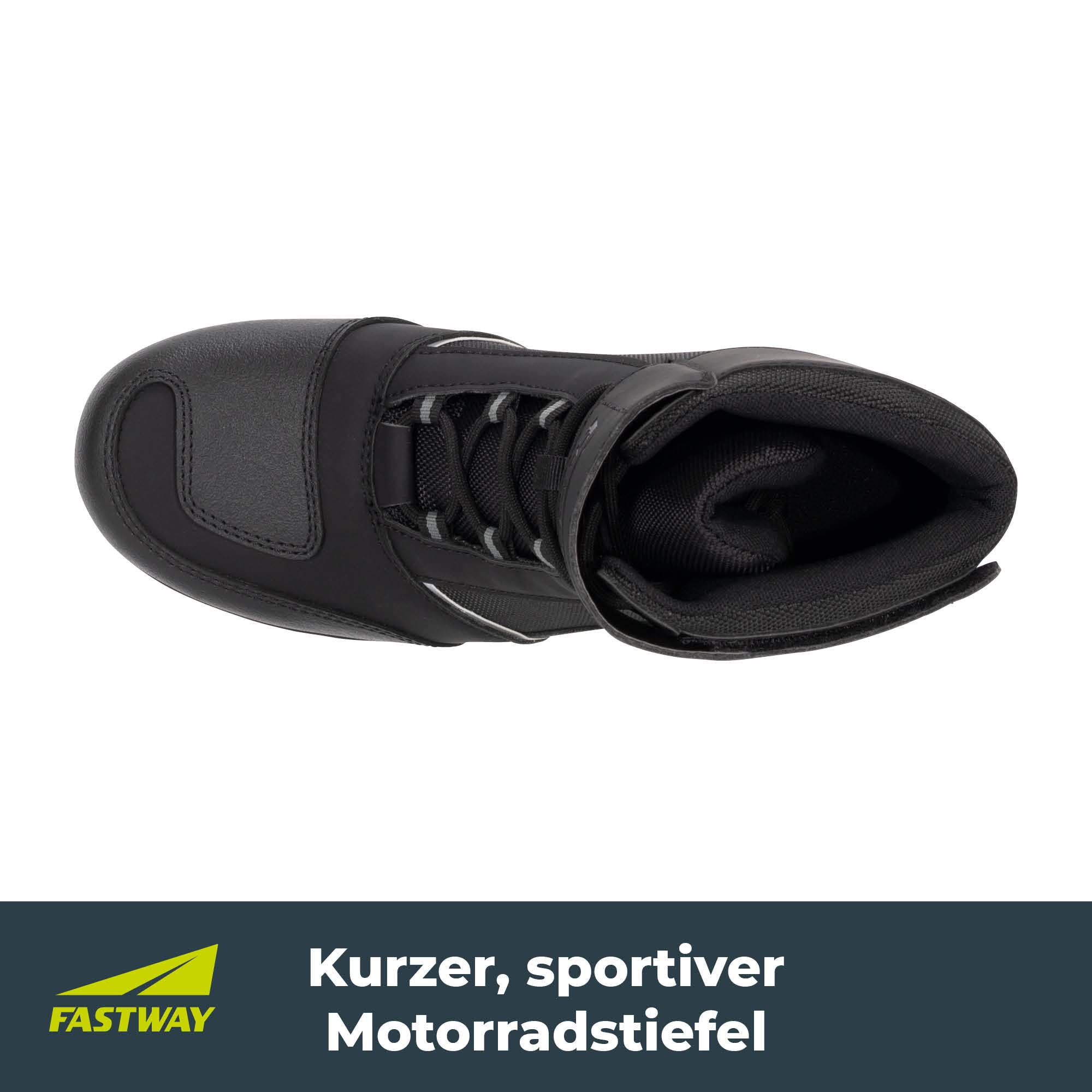 FAST WAY Touring 201 Motorradstiefel Herren, CE Zertifiziert, Schalthebelverstärkung, Knöchelschutz, Robuste Motorradschuhe, Schnürsenkel mit Klett-Abdeckung, Größe 37-47