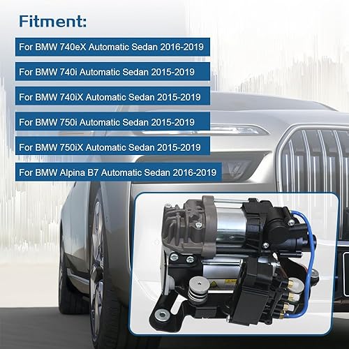 Miniatura 3 de Para BMW Serie 7 G11 G12 740i 750i 760i Bomba de compresor de suspensión de aire con bloque de válvula 2016-2019 37206861882 37206884682 4154039200