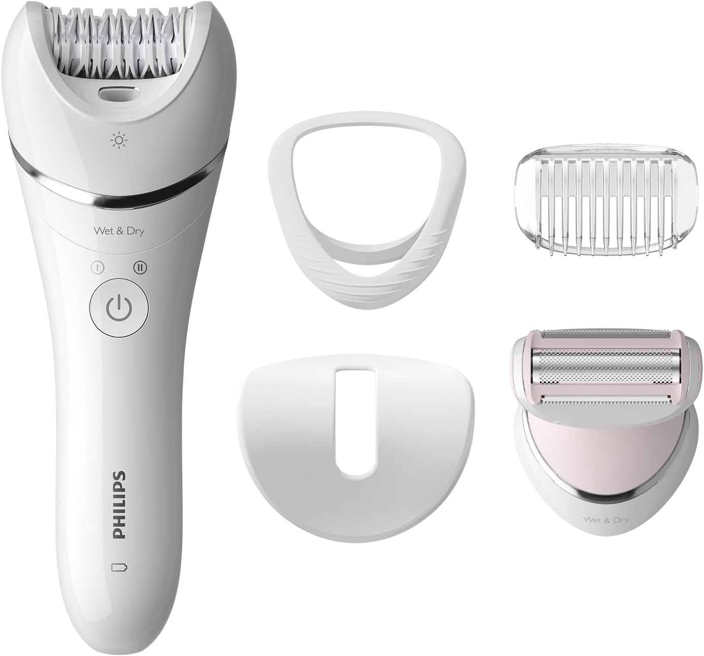 Series 8000 Epilator, Wet and Dry Cordless Hair Removal for Legs and Body with 5 Accessories, Including Shaver Head - BRE710/01