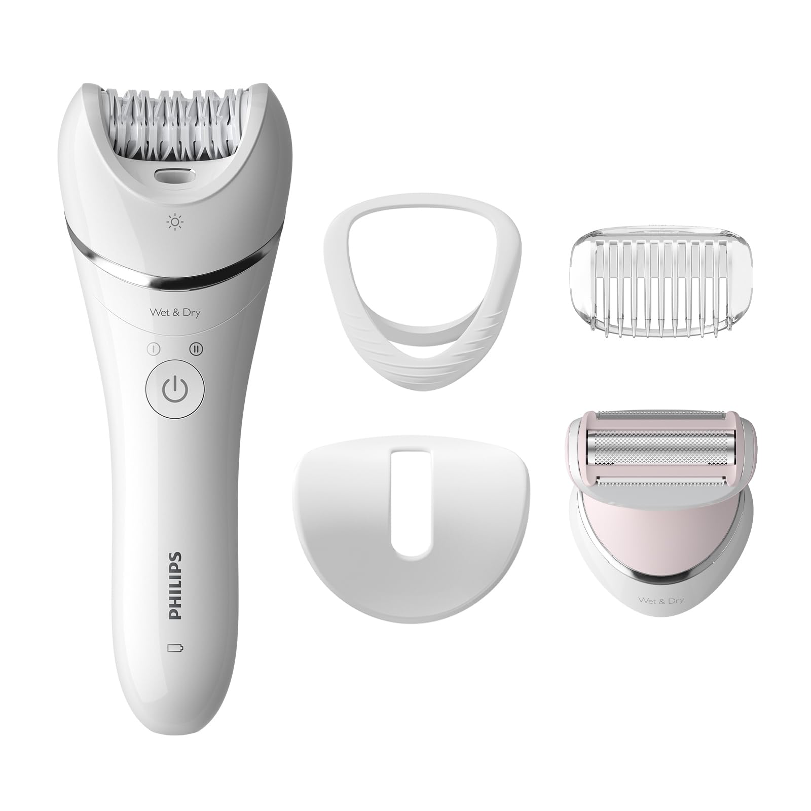 Series 8000 Epilator, Wet and Dry Cordless Hair Removal for Legs and Body with 5 Accessories, Including Shaver Head - BRE710/01