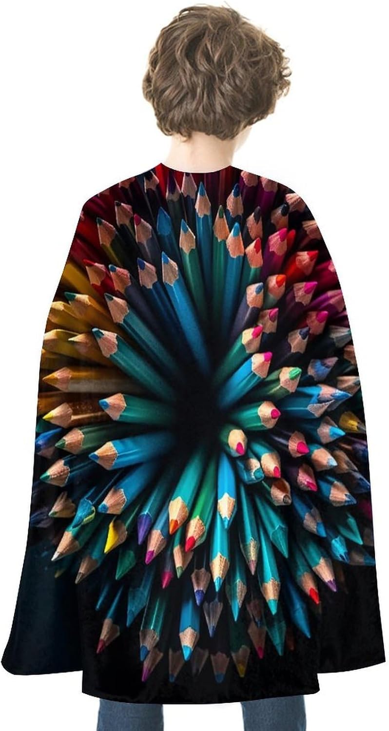 Renaissance Cape Halloween Costume for Men Women Many Colored Pencils Vintage Capelet for Cosplay Parties Many Colored Pencils