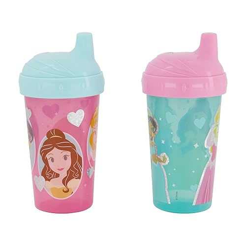 Miniatura 2 de Vasos para sorber para niñas | 10 onzas de Princess Sippy Cup Pack de dos con popote y tapa | Botella de agua de viaje azul duradera a prueba de