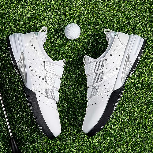 ONAIC Waterproof Golf Shoes for Mens Spikeless Leather Sneakers Comfortable Lightweight for Golf Training4