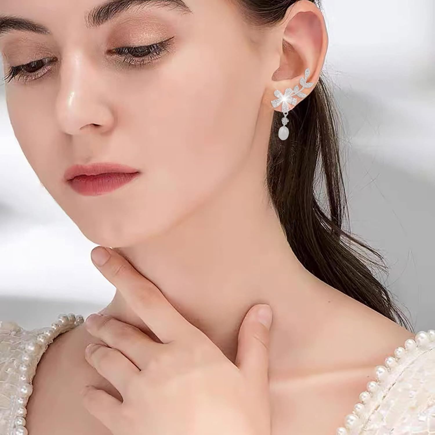 Earrings Micro Set Full Diamond Leaf Earrings for Teen Girls Minimalist Piercing Studs Trendy Earrings Women Jewelry Sets
