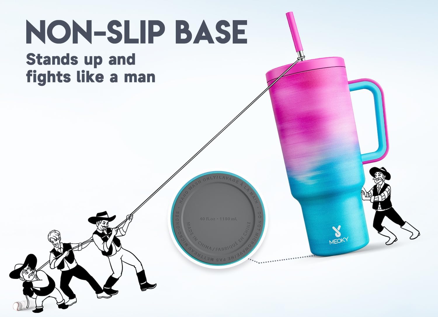 Meoky 40 oz Tumbler with Handle and Straw, Tumbler with Lid and Straw, Insulated Stainless Steel Travel Mug, 100% Leak-proof, Keeps Cold for 34 Hours or Hot for 10 Hours (Marshmallow) - Image 5