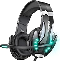 Vista 1 de BENGOO G9000 - Auriculares estéreo para juegos para PS4, PC, Xbox One PS5, cancelación de ruido, auriculares sobre la oreja con micrófono, luz LED