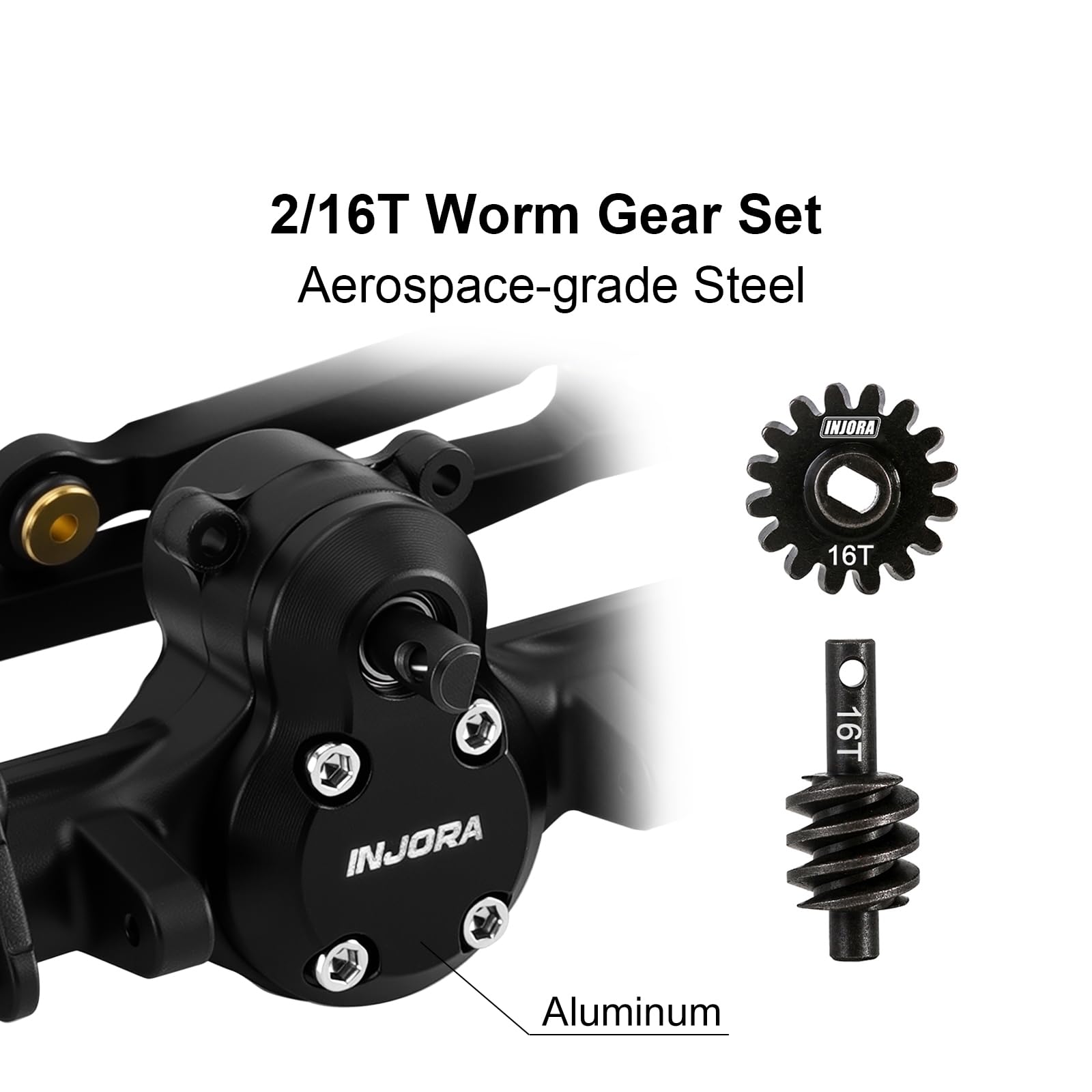 INJORA Assali Planet Nylon +4mm Anteriori con Alberi a Doppia Giunzione & Fusi Sterzo Ottone per Assale 1/24 RC Crawler Axial SCX24