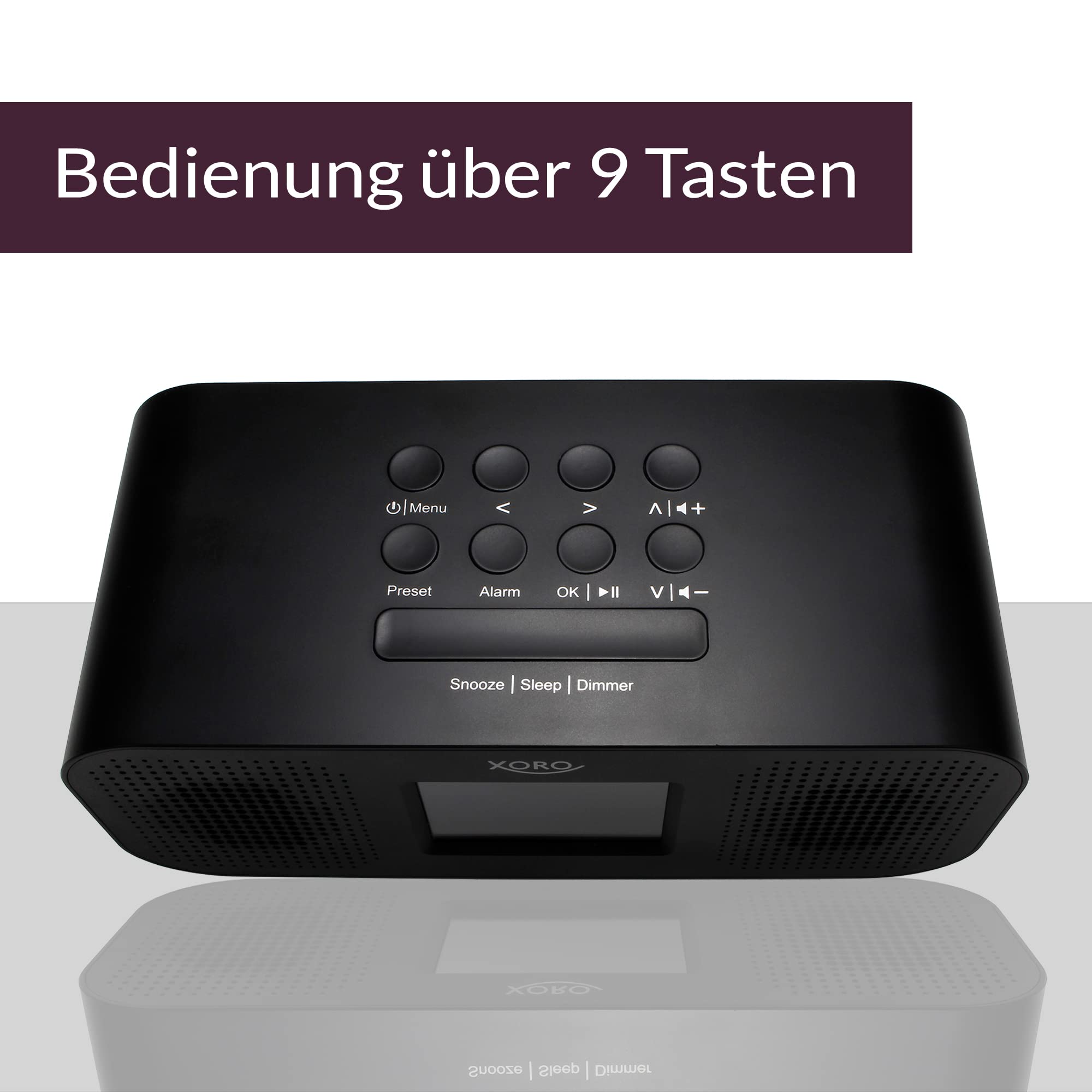Cyfrowe radio internetowe Wi-Fi XORO HMT 425 Basic z kolorowym wyświetlaczem o przekątnej 2,8", podcastem, odtwarzaczem multimedialnym USB, symulacją stacji FM/DAB+, budzik