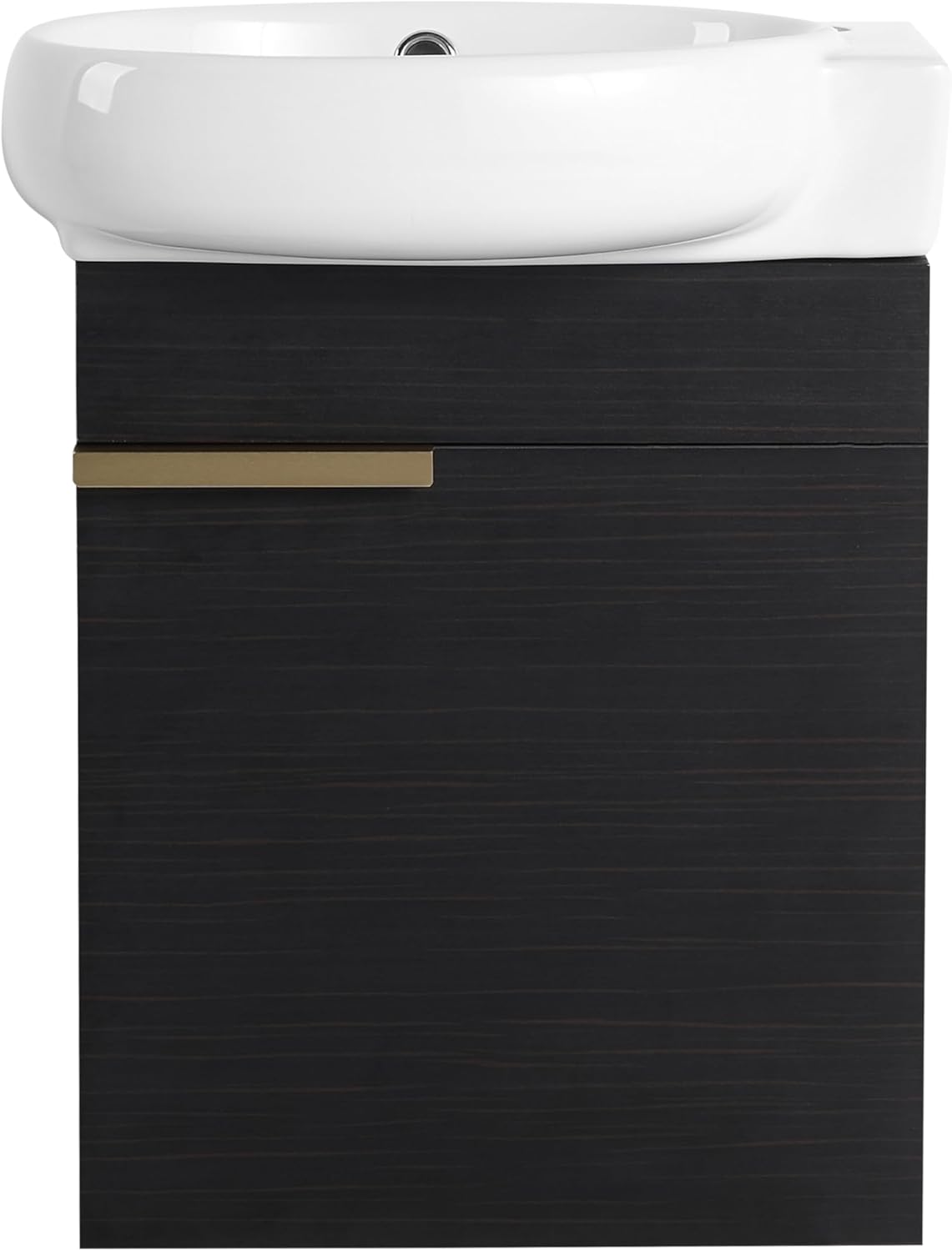 Glemab 16.80" Floating Wall-Mounted Bathroom Vanity, Wall-Mounted Storage Cabinet with Ceramic Sink, Soft-Close Cabinet Door, Bathroom Vanity with Oval Ceramic Sink, Black