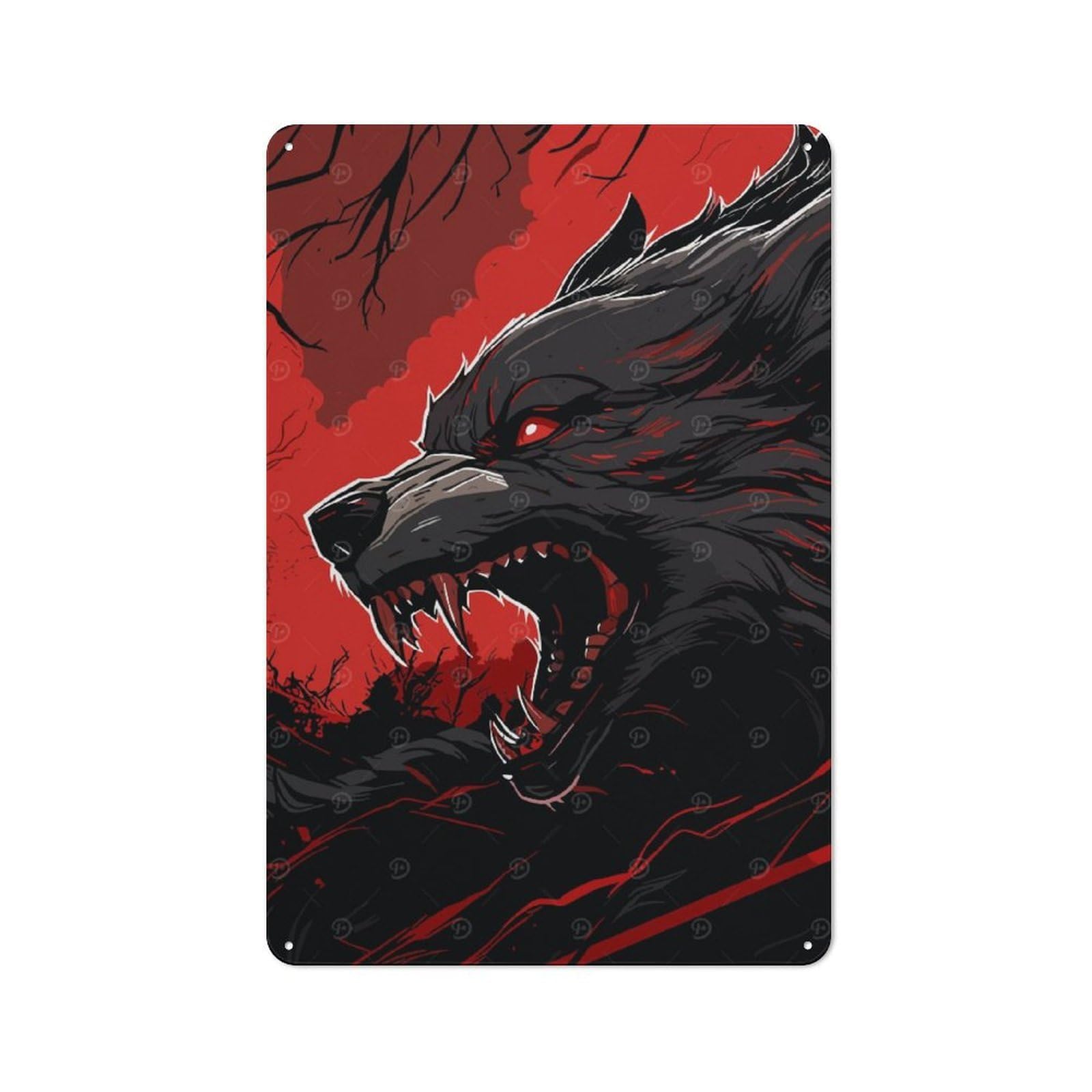 The Death Wolf Vintage Metal Wall Decor 30x20cm, Garage Metal Sign for Garage, Workshop, Shed Or Utility Room