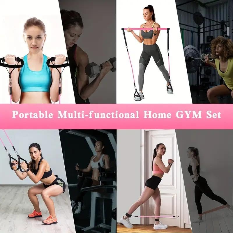 Valkyrie Full Vücut Pilates Bar Seti Egzersiz Çubuğu Ayarlanabilir Evde Onlarcak Farklı Spor Jimnastik Olanağı Kapı Askılı Çantalı