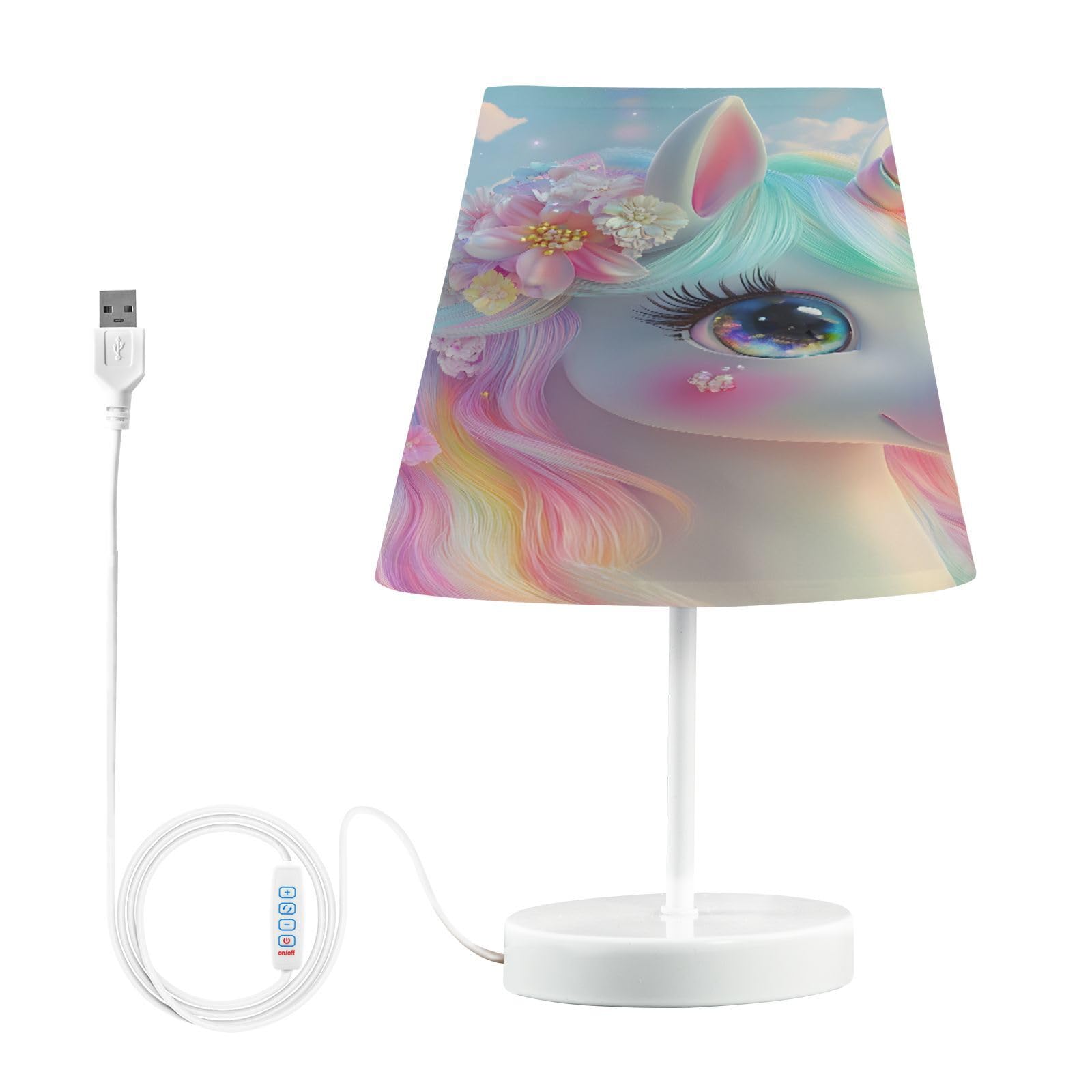 Mnsruu Lámparas de mesita de noche con puertos USB, lindas lámparas de escritorio con diseño de unicornio, mariposa, para dormitorio, sala de estar, oficina, M