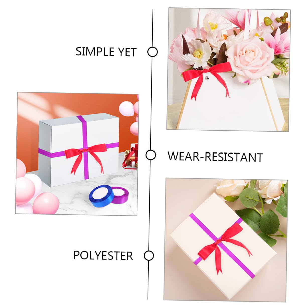 12 Rollen Bastel-geschenkband Geschenkverpackungsbänder Für Kuchenkarton Blumenverpackung Diy-anwendungen Aus Polyester Vielseitig Einsetzbar