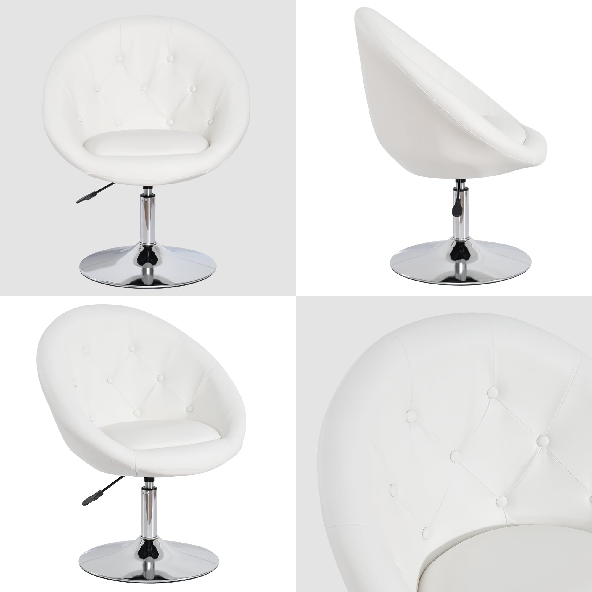 Duhome Sillon Lounge Club de Cuero sintético Silla butaca Giratorio Ajuste de Altura seleccion de Color 509A, Color:Blanco, Material:Cuero Artificial