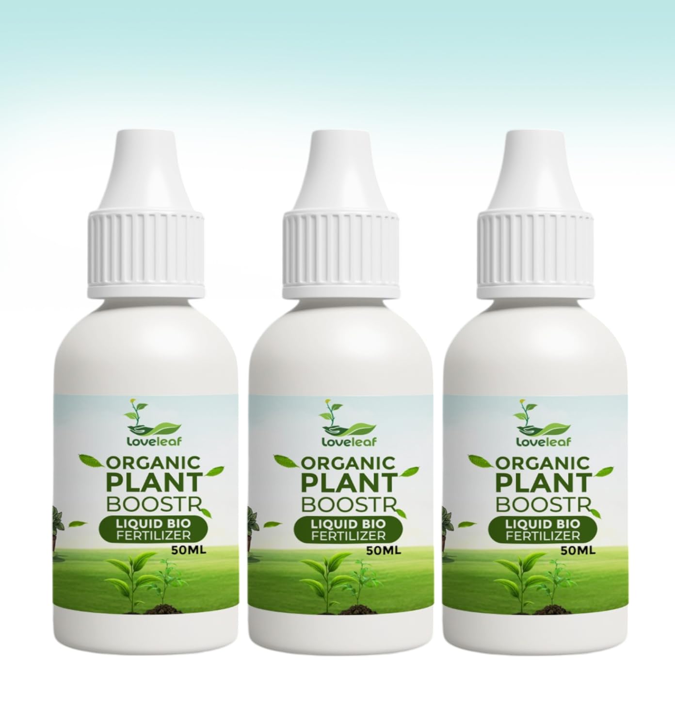 Loveleaf Organic Plant Boost Liquid Biofertilizer (3 x 50ml) | 100% Organic | Plant Booster for Speed Growth | Healthy Roots & Speed Growth Natural Fertilizer for Indoor & Outdoor Plants (Pack of 3)