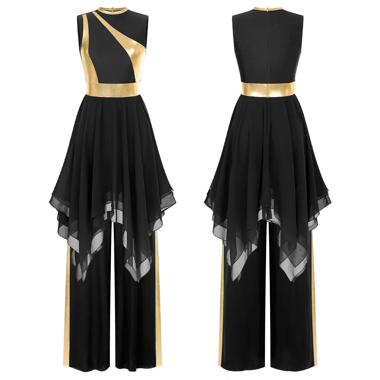 Pantalones De Baile para Mujer Traje de Baile for Mujer, Elegante, clásico, Moderno, contemporáneo, Danza lírica, práctica, Blusa de Malla, Pantalones de Vestir(Black,M)