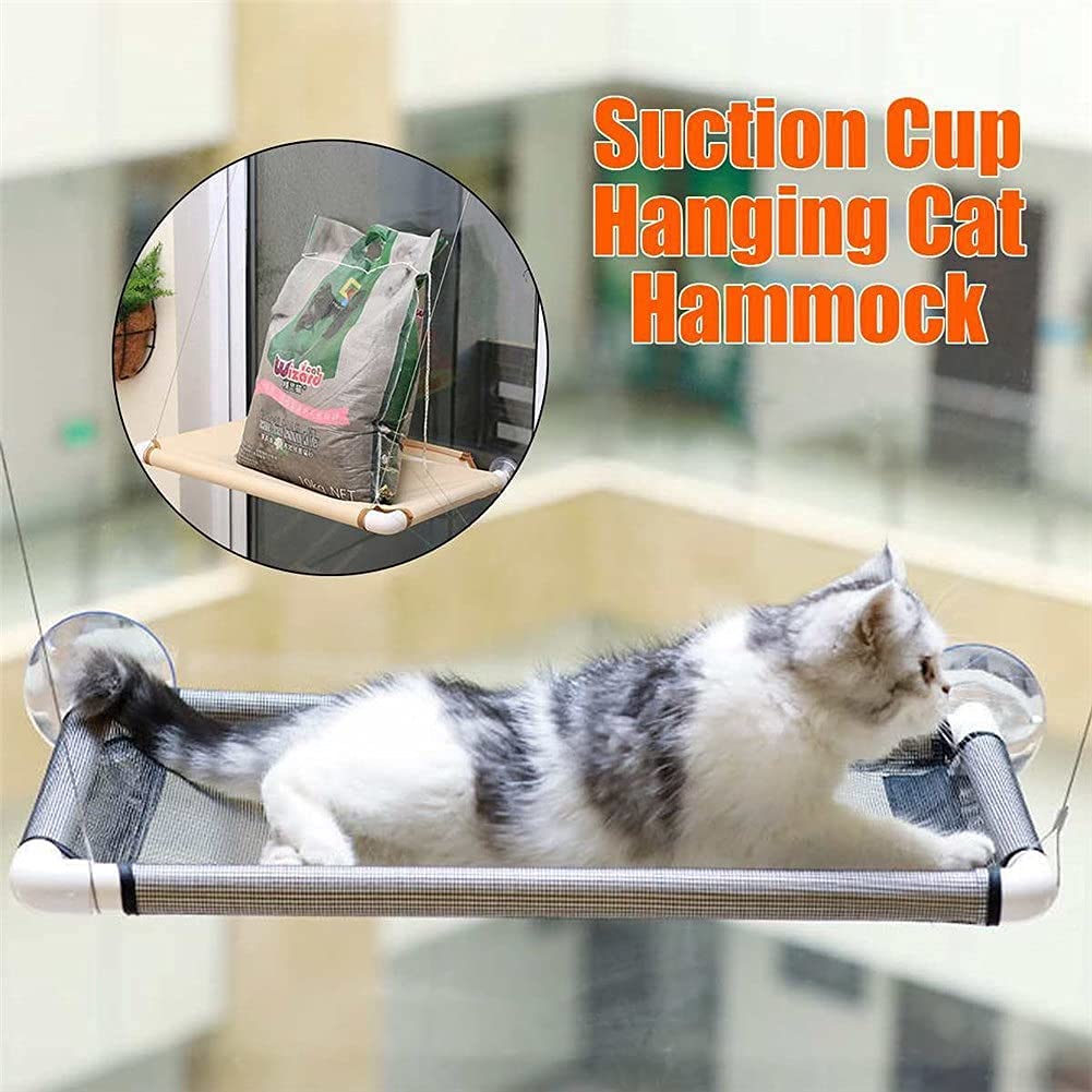 Amaca per gatti Cuccia appesa per animali Letti per gatti Ventosa Montata su finestra Posatoio Gatti Amaca Sedile in legno Sedile per animali Giocattoli da arrampicata Supporta fino a 17 kg llxyzrzbhd