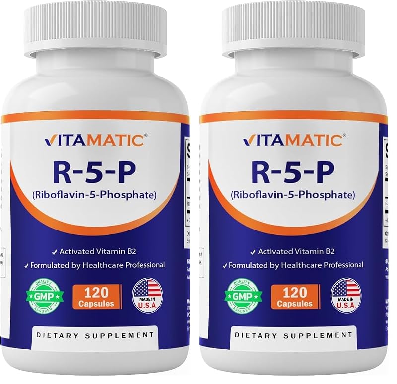 Vitamatic Suplemento de Vitamina B2 R-5-P (Riboflavina-5-Fosfato) 50 mg, 240 cápsulas