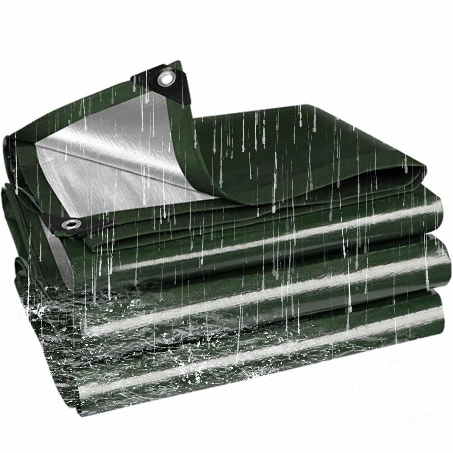 Ffsaacol Tarps Heavy Duty Waterproof, Tarpaulins With Eyelets, Double-Sided Waterproof, Poly Tarpaulin with Reinforced Edges for Covering Courtyards, Cars, Camping B, 2x5m/6.6x16.4ft