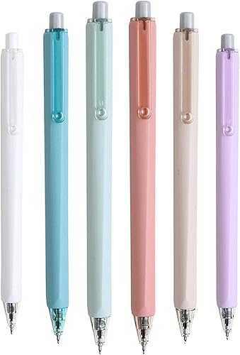 HeTaoCat Bolígrafos de gel retráctiles, 6 colores exteriores pastel, punta fina de 0.020 in, secado rápido, dibujo de escritura, bolígrafos de gel