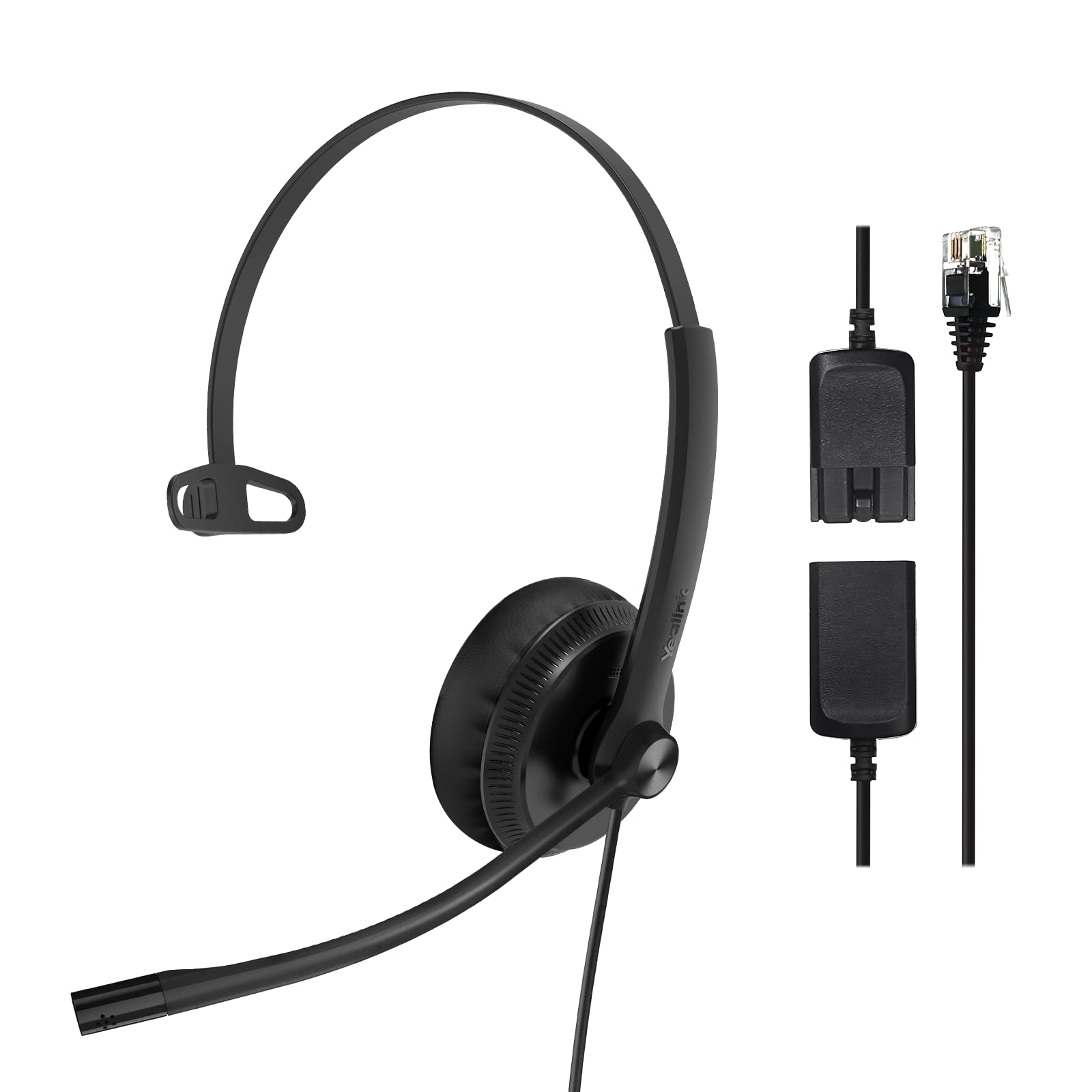 Yealink Phone Headsets for Office Phones YHS34 QD to RJ9 Wired Headset Compatible with Poly Snom Grandstream Phones Desk Landline Headset with