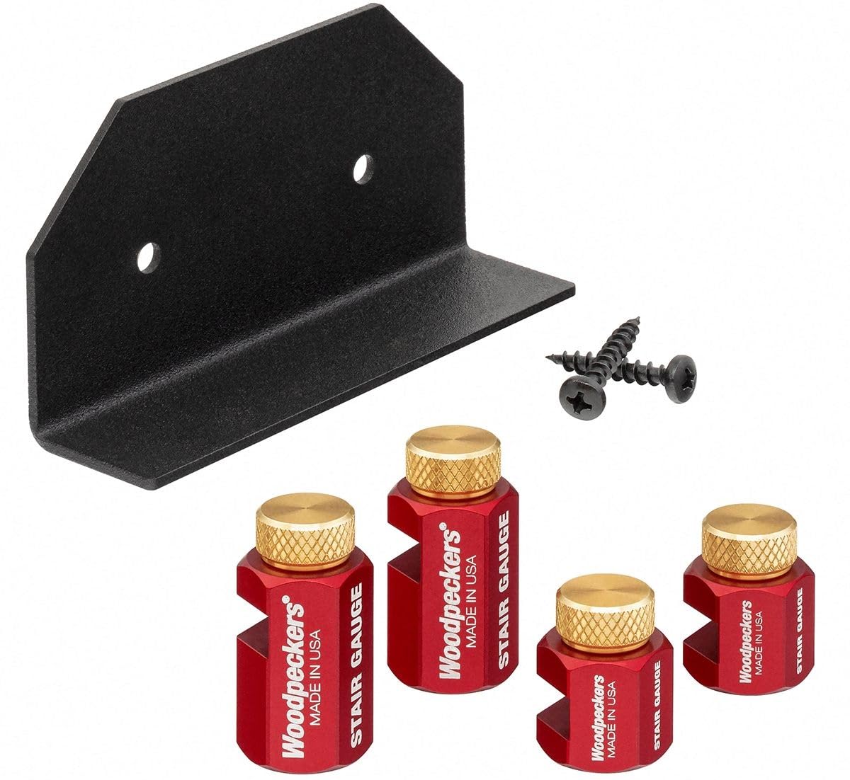 Woodpeckers Stair Gauge Set, 4 Pack Set - Two Sizes (Extra Tall/Deep & Thin Pairs), Made in USA, Works Great with Carpenter & Framing Squares