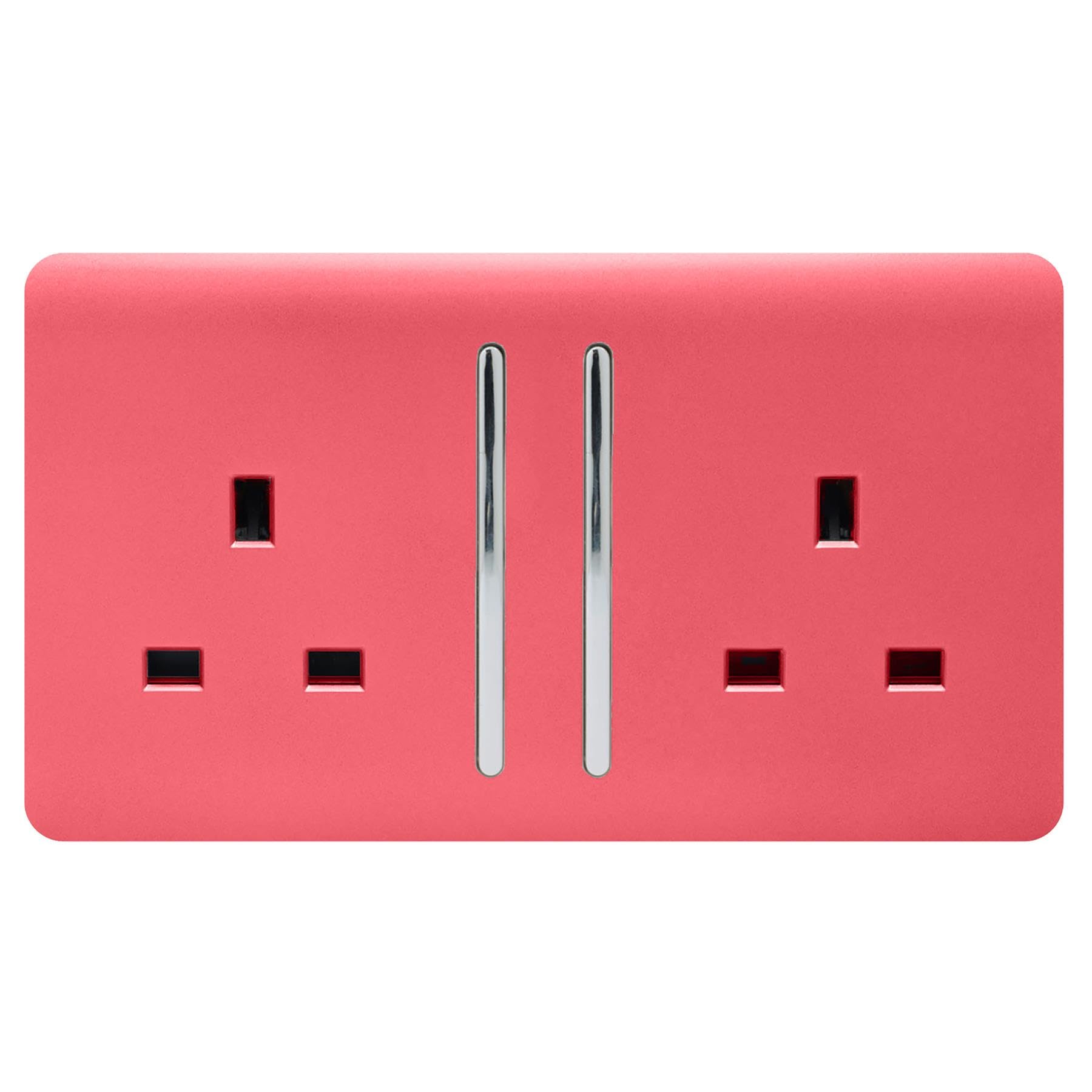 Trendi Switch 2 Gang 13A Plug Socket - Red - Size 2