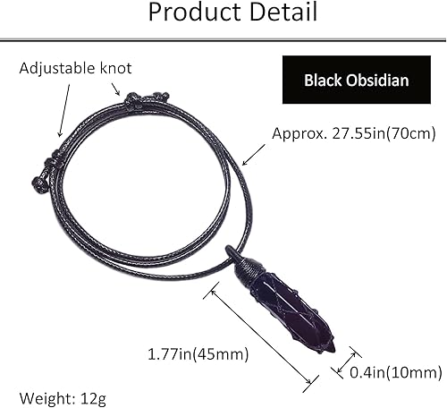 Miniatura 3 de EDEN'S CALL Collar con colgante de punto de cristal hexagonal curativo para amuleto de péndulo de piedra natural delicada unisex para buena suerte