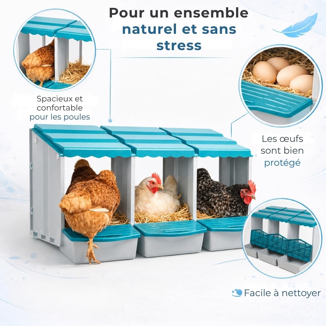 Pondoir pour Poules avec 3 Faux œufs, Sac en Tissu pour œufs, Manuel et Guide d'incubation - Nid Poules pondeuses - Poulailler pondoir résistant | Sac en tissu pour œufs, manuel inclus, guide d'incubation, résistant et facile à nettoyer