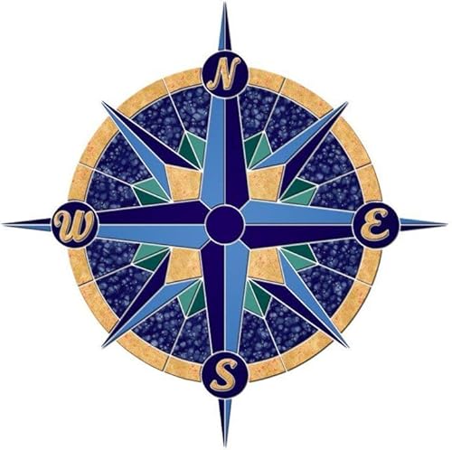 Rose Compass 1 mosaico de cerámica para piscina 358 x 358in